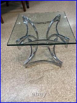 RARE STYLE Vintage Mid Century Modern Chrome and Glass End Table