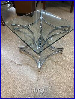 RARE STYLE Vintage Mid Century Modern Chrome and Glass End Table