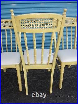 RARE Set 4 Chairs Faux Bamboo Cane Hollywood Regency Dining Mid-century Modern