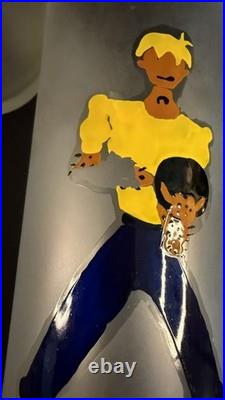 RARE Set of 6 MCM Highball Glasses with Hand Painted Sports Caricature Figures