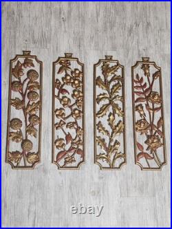 RARE Sexton Four Seasons Wall Art Mid Century Modern Decor Metal MCM Set of 4