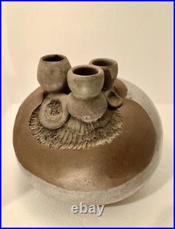 RARE Signed 60s-70S MID CENTURY MODERN 3 SPOUT WEED POT