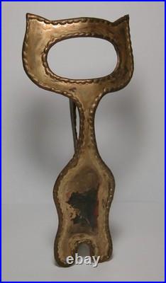 RARE Signed HAROLD MONK Brutalist Brass CAT Sculpture Mid Century Modern EX