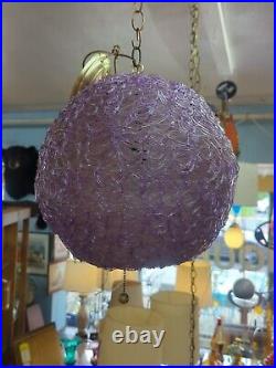 RARE Spaghetti Lucite lamp Lavender Spun hanging Light 13