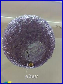 RARE Spaghetti Lucite lamp Lavender Spun hanging Light 13