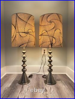 RARE! Stiffel Mid Century Modern MCM Pair of Lamps with Original Shades Excellent
