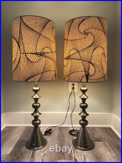 RARE! Stiffel Mid Century Modern MCM Pair of Lamps with Original Shades Excellent