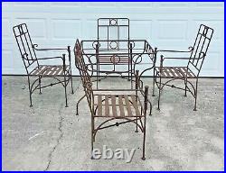 RARE Style of Diego Giacometti 1980's Heavy Iron outdoor 5 pc dining set