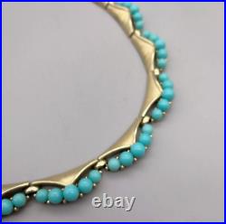 RARE Trifari Faux Turquoise Gold Tone Collar Necklace Mid Century Modern 1960s RARE Trifari Faux Turquoise Gold Tone Collar Necklace Mid Century Modern 1960s