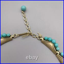 RARE Trifari Faux Turquoise Gold Tone Collar Necklace Mid Century Modern 1960s RARE Trifari Faux Turquoise Gold Tone Collar Necklace Mid Century Modern 1960s