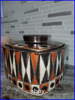 RARE VINTAGE 50s-60s Eduardo Vega MID CENTURY MODERN Geometric CUBIST VASE JAR