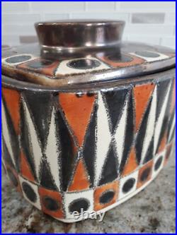 RARE VINTAGE 50s-60s Eduardo Vega MID CENTURY MODERN Geometric CUBIST VASE JAR