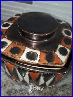 RARE VINTAGE 50s-60s Eduardo Vega MID CENTURY MODERN Geometric CUBIST VASE JAR