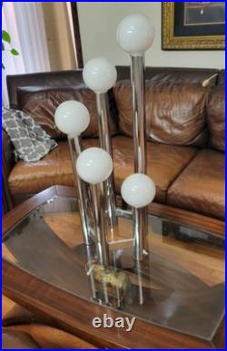 RARE VINTAGE Mid-Century Modern Chrome Tubular Floor Lamp BUNDLE DIMMER 5/6 Bulb