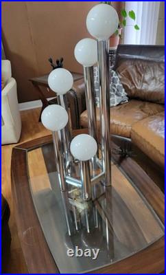 RARE VINTAGE Mid-Century Modern Chrome Tubular Floor Lamp BUNDLE DIMMER 5/6 Bulb