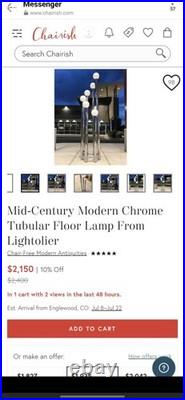 RARE VINTAGE Mid-Century Modern Chrome Tubular Floor Lamp BUNDLE DIMMER 5/6 Bulb