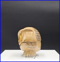 RARE VTG Ceramic Owl Trinket Jewelry Box Mid Century Modern Brown Glaze MCM