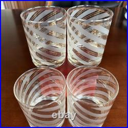 RARE Vintage 24K Gold Culver Frosted Striped Old Fashioned Glasses. Signed