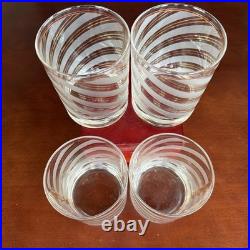 RARE Vintage 24K Gold Culver Frosted Striped Old Fashioned Glasses. Signed