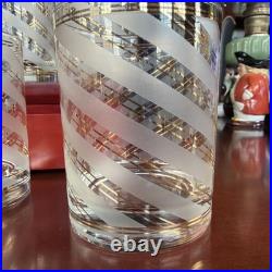 RARE Vintage 24K Gold Culver Frosted Striped Old Fashioned Glasses. Signed