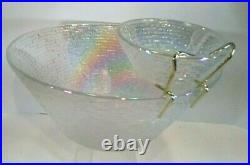 RARE Vintage Anchor Hocking Soreno Aurora Clear Iridescent glass Chip & dip set