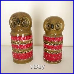 RARE Vintage BITOSSI Ceramic POTTERY Large OWL Figures SALT Pepper SHAKERS Italy
