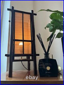 RARE Vintage Bamboo Rattan Table Lamp French Mid Century Modern 1960s Working