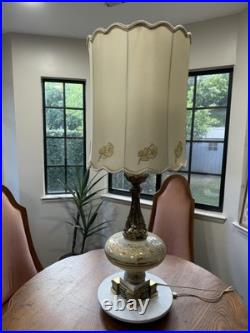 RARE Vintage Carl Falkenstein Lamp Hollywood Regency MCM Brass Marble +Shade