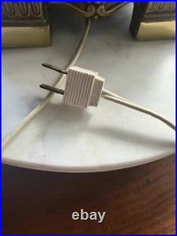 RARE Vintage Carl Falkenstein Lamp Hollywood Regency MCM Brass Marble +Shade