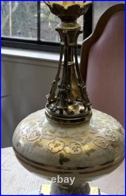 RARE Vintage Carl Falkenstein Lamp Hollywood Regency MCM Brass Marble +Shade