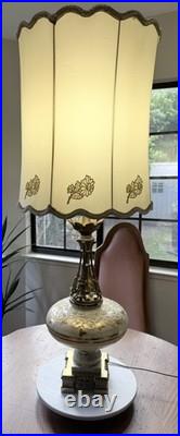 RARE Vintage Carl Falkenstein Lamp Hollywood Regency MCM Brass Marble +Shade