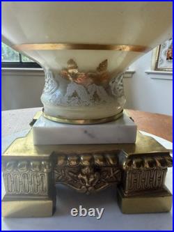 RARE Vintage Carl Falkenstein Lamp Hollywood Regency MCM Brass Marble +Shade