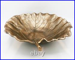 RARE Vintage Cast Metal Leaf Bowl Brass Bronze Tone Finish Mid Century Modern