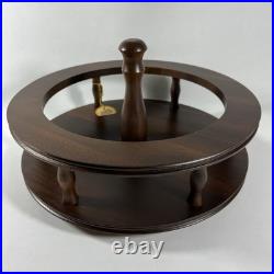 RARE Vintage Decatur Deco Walnut Wood Lazy Susan MCM Table Centerpiece Organizer