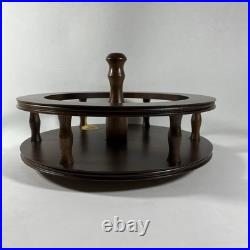 RARE Vintage Decatur Deco Walnut Wood Lazy Susan MCM Table Centerpiece Organizer