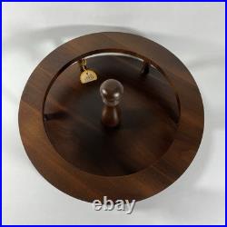 RARE Vintage Decatur Deco Walnut Wood Lazy Susan MCM Table Centerpiece Organizer