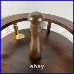 RARE Vintage Decatur Deco Walnut Wood Lazy Susan MCM Table Centerpiece Organizer