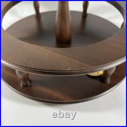 RARE Vintage Decatur Deco Walnut Wood Lazy Susan MCM Table Centerpiece Organizer