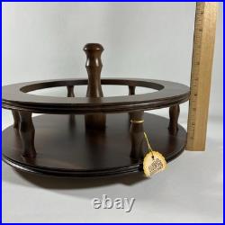 RARE Vintage Decatur Deco Walnut Wood Lazy Susan MCM Table Centerpiece Organizer
