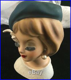 RARE! Vintage ENESCO DEMURE GIRL LADY HEAD VASE Headvase