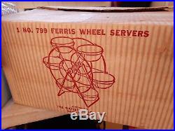 RARE Vintage Hazel Atlas Ferris Wheel Server with 6 Pastel Bowels withoriginal Box