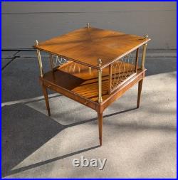 RARE Vintage John Widdicomb Mid Century Modern 2-Tier End Table Regency Campaign
