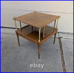 RARE Vintage John Widdicomb Mid Century Modern 2-Tier End Table Regency Campaign