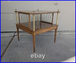 RARE Vintage John Widdicomb Mid Century Modern 2-Tier End Table Regency Campaign