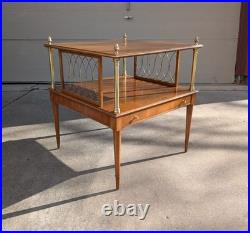 RARE Vintage John Widdicomb Mid Century Modern 2-Tier End Table Regency Campaign