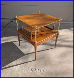 RARE Vintage John Widdicomb Mid Century Modern 2-Tier End Table Regency Campaign
