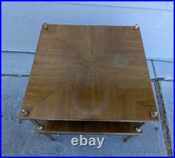 RARE Vintage John Widdicomb Mid Century Modern 2-Tier End Table Regency Campaign