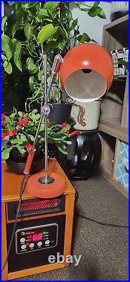 RARE Vintage Lightolier Mid Century Modern Orange Desk Task Lamp