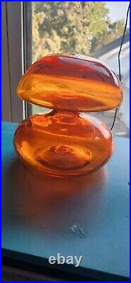 RARE Vintage MCM Greenwich Flint Craft Mushroom Decanter Orange