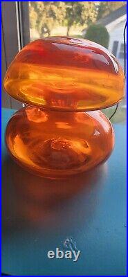 RARE Vintage MCM Greenwich Flint Craft Mushroom Decanter Orange